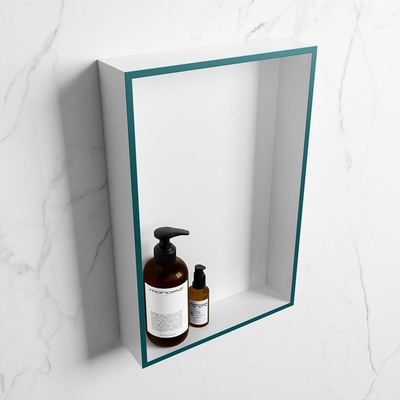 Mondiaz Easy nis 29.5x44.5x8cm voor Inbouw/opbouw 1 open vak Solid surface Talc/Smag