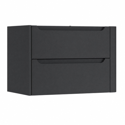 H&R Badmeubelen Juice Wastafelonderkast - 80x45x50cm - rechterhoek afgerond - 2 lades - geïntegreerde greep - Dark blue mat
