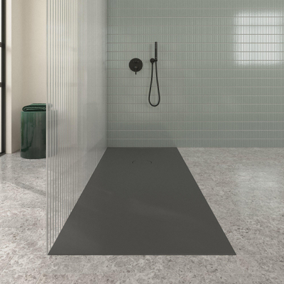 Villeroy & Boch Ecora douchebak - 180x80x4.5cm - afvoer korte zijde - anthracite (antraciet)