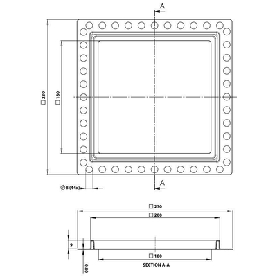 Aquaberg Siphon de rénovation avec grille en inox 20x20cm hauteur d'installation 9mm