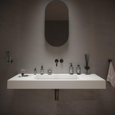 Ideavit Solidsquare Wastafel 120x46x10cm rechthoek 0 kraangaten 1 wasbak Solid surface wit