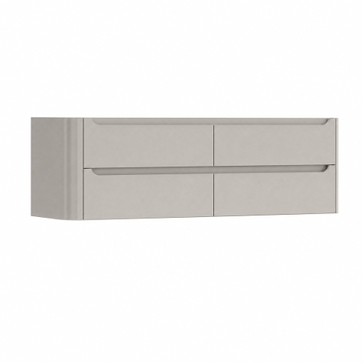 H&R Badmeubelen Juice Wastafelonderkast - 180x45x50cm - linkerhoek afgerond - 4 lades - geïntegreerde greep - beige mat