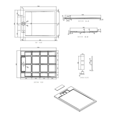 Best Design Decent douchebak Just Solid 120x90x3,5cm wit mat