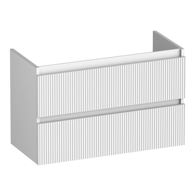 BRAUER Joy Wavy meuble sous-lavabo peu profond 80 2 tiroirs softclose - sans poignées - 1 découpe pour siphon - blanc mat