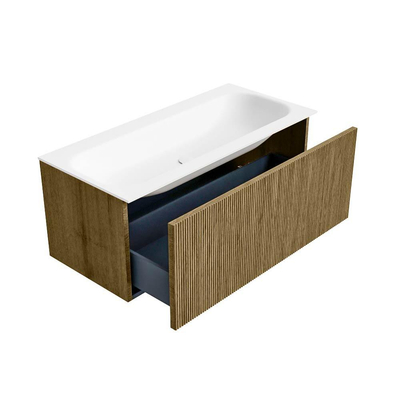 Mondiaz KURVE Badkamermeubelset - 100x46x40cm - 1 lade - wastafel solid surface - midden - 1 kraangat - Dusk