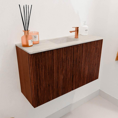 Mondiaz JOYA-DLUX 70cm toiletmeubel - kleur Ruby - Wastafel FAYE positie Midden 1 kraangat kleur Ostra.