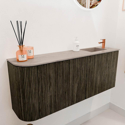 Mondiaz JOYA-DLUX 101.6cm toiletmeubel - ronding links kleur Shadow - Wastafel FAYE positie Rechts 1 kraangat kleur Saba.