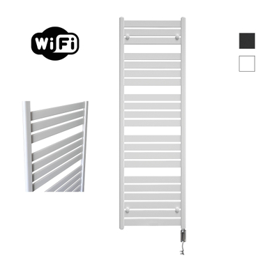 Sanicare HVW - Moda Radiateur électrique - 160x60cm - 1159W - wifi - thermostat - chrome - en bas à droite - blanc mat