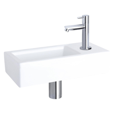 Differnz Ravo fonteinset – 38.5x18.5x24.5 cm – keramiek wit glans – rechte chromen kraan