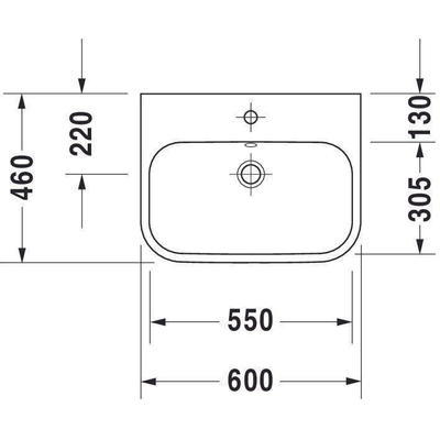 Duravit Happy d.2 opzetwastafel 60x40cm met kraangat en overloop wit