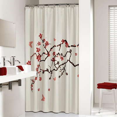 Sealskin Blossom Rideau de douche 180x200cm Polyester rouge