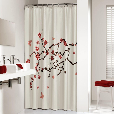 Sealskin Blossom Rideau de douche Polyester 180x200 cm Rouge