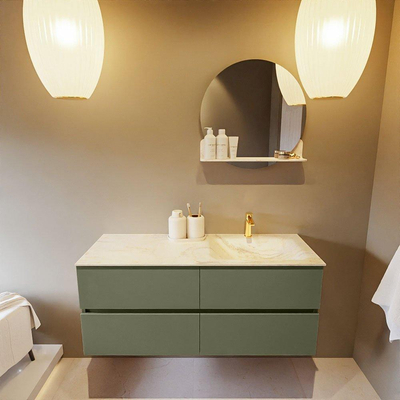 Mondiaz VICA-DLUX Ensemble de meuble de salle de bain - 120cm - meuble sous-vasque armée - 4 tiroirs - lavabo encastré nuage droite - 1 trou de robinet - version haute de 60cm - ostra