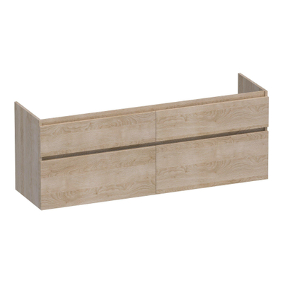 BRAUER Delight wastafelonderkast - 160x46x60cm - 4 softclose lades - greeploos - 2 sifon uitsparingen - Sunlit