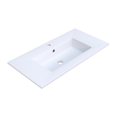 Arcqua Mira Lavabo encastré - 91x46x1.5cm - vasque simple - 1 trou de robinet - marbre de synthèse - blanc mat