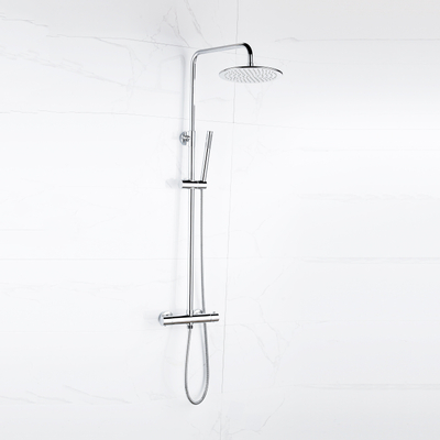 FortiFura Calvi thermostatische regendoucheset met 25cm ronde hoofddouche en staafhanddouche chroom SHOWROOMMODEL