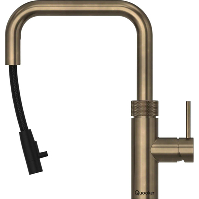 Quooker Flex Square kokendwaterkraan - draaibare & uittrekbare uitloop - Combi+ reservoir - Warm / kokend water - messing patina