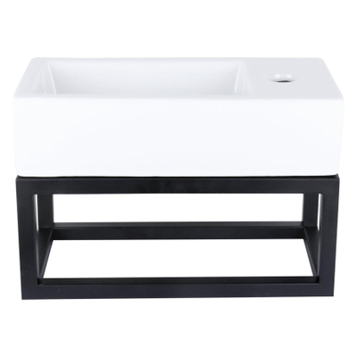 Differnz Ravo Lavabo compact - 38.5x18.5x9.5cm - 1 trou de robinet à droite - céramique blanc