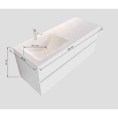 MONDIAZ VICA Badkamermeubelset - 120cm- onderkast army - 4 lades - wastafel cloud links - 1 kraangat - XL versie 60cm hoog