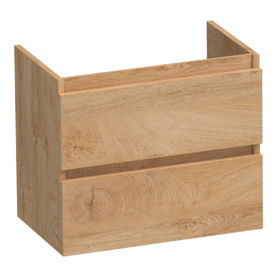 BRAUER Joy wastafelonderkast ondiep - 60x39x50cm - 2 softclose lades - greeploos - 1 sifon uitsparing - Forest Tan