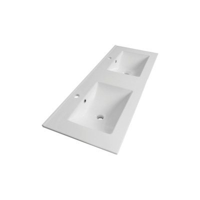 BRAUER New Future Meuble sous lavabo 119x45.5x55cm sans poignées suspendu avec 4 tiroirs frein de chute et 2 trous pour siphon MDF gris brillant sans miroir