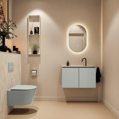 MONDIAZ TURE-DLUX Meuble WC 80 cm Greey. Lavabo EDEN Ostra position milieu. Avec 1 trou de robinet.
