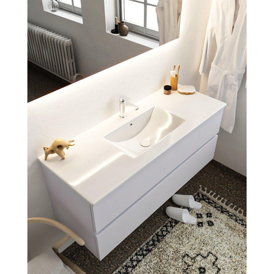 Mondiaz VICA ensemble de meuble de salle de bain - 120cm - meuble sous-vasque cale - 2 tiroirs - lavabo denia milieu - 1 trou de robinet - miroir LED - version XL 60cm haut