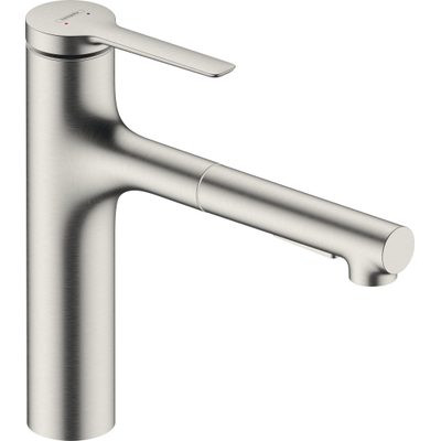 Hansgrohe Zesis M33 eengreeps keukenmengkraan 160 uittrekbare vuistdouche 2jet sBox lite rvs look