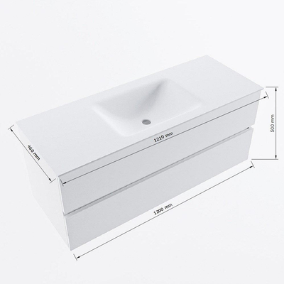 VICA-DLUX 120cm badmeubel onderkast Linen 2 lades. Inbouw wastafel CLOUD midden zonder kraangat, kleur Lava.