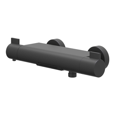 IVY Pact Badthermostaatkraan opbouw - Cooltouch - cascade uitloop - Mat zwart PED