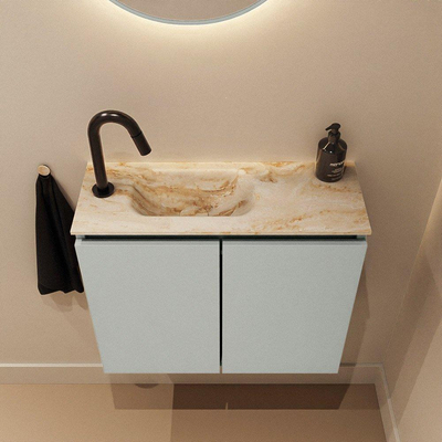MONDIAZ TURE-DLUX 60cm toiletmeubel Greey. EDEN wastafel Frappe positie links. Met 1 kraangat.