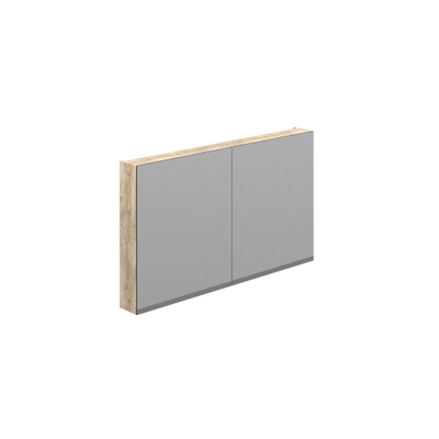 Thebalux spiegelkast model D met zeefdrukrand onderzijde 120x70 2x deur 2x legplank schakelaar/stopcontact inclusief indirecte LED onderzijde exclusief opbouwlamp