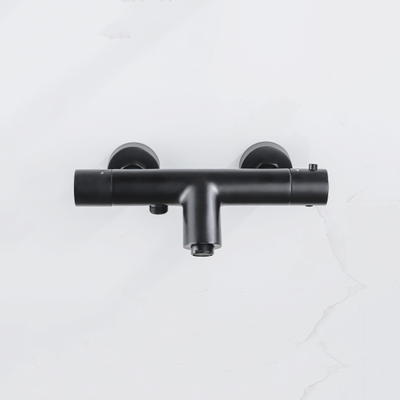 Fortifura Calvi Thermostatische Badkraan - Mat Zwart OUTLETSTORE
