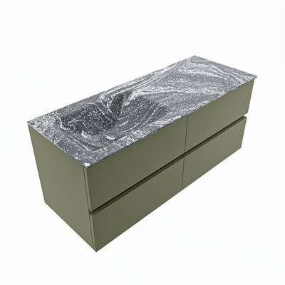 Mondiaz VICA-DLUX ensemble de meuble de salle de bain - 120cm - meuble sous-vasque armée - 4 tiroirs - lavabo encastré nuage gauche - sans trous de robinet - version haute de 60cm - lave