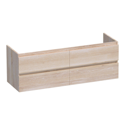 BRAUER Joy wastafelonderkast 140 4 softclose lades - greeploos - 2 sifon uitsparingen - massief eiken - lamellen eiken wit