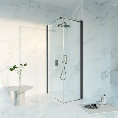 FugaFlow Eccelente Vetro Douchecabine - 60x90x200 - Profiel veiligheidsglas - anti kalk - geborsteld gunmetal PVD