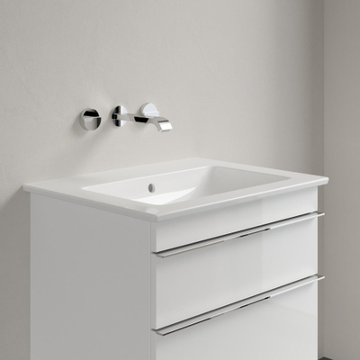 Villeroy & Boch venticello wastafel - zonder kraangat - 65x50cm - met overloop CeramicPlus - White Alpine (glans wit)