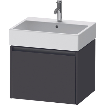Duravit Ketho.2 Wastafelonderbouwkast - met 1 lade - 58.4x46x44cm - met greep antraciet - grafiet supermat