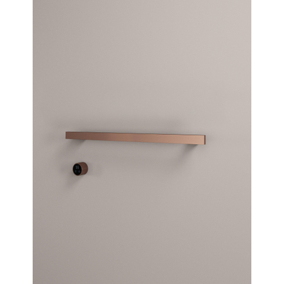Hotbath &MORE Handdoekradiator - 80x19cm - vierkant - 1 stangen - horizontaal - met schakelaar - geborsteld koper PVD