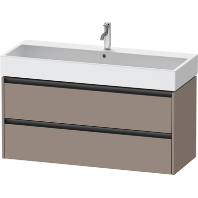 Duravit Ketho 2 meuble bas de lavabo avec 2 tiroirs pour lavabo simple 118.4x46x54.9cm avec poignées anthracite basalt mat