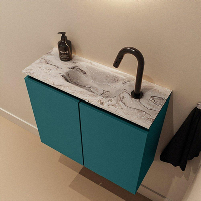 MONDIAZ TURE-DLUX 60cm toiletmeubel Smag. EDEN wastafel Glace positie midden. Met 1 kraangat.