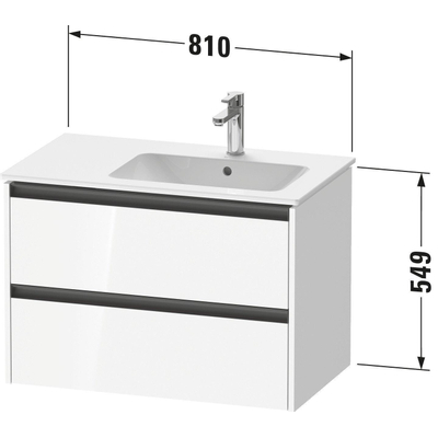 Duravit ketho 2 meuble sous lavabo avec 2 tiroirs pour lavabo à droite 81x48x54.9cm avec poignées noyer anthracite mate