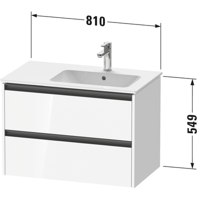 Duravit ketho 2 meuble sous lavabo avec 2 tiroirs pour lavabo droit 81x48x54.9cm avec poignées anthracite basalte mate