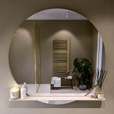 Mondiaz SPOT Badkamerspiegel - rond 120cm - spiegelplanchet - kleur Rosee