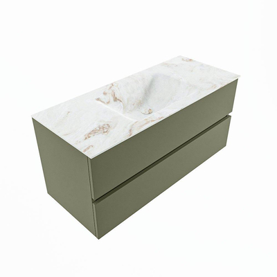 MONDIAZ VICA-DLUX Ensemble meuble de salle de bains - 110cm - meuble bas army - 2 tiroirs - lavabo encastré cloud centré - 1 trou de robinet - version haute 60cm - frape
