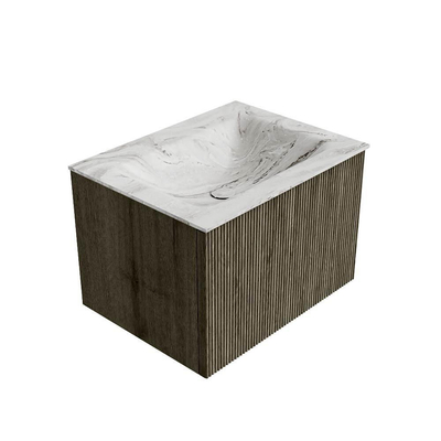 Mondiaz KURVE-DLUX Badkamermeubelset - 60x46x40cm - 1 lade - wastafel solid surface - midden - zonder kraangat - Shadow