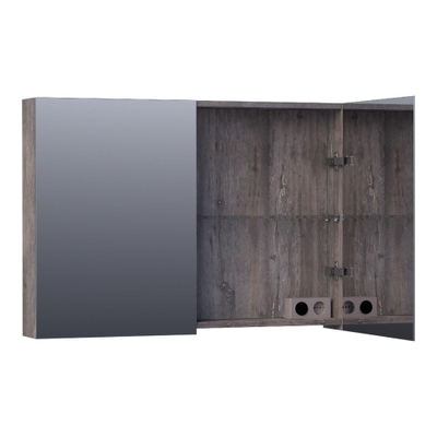 BRAUER Plain Spiegelkast - 100x70x15cm - 2 links/rechtsdraaiende spiegeldeuren - MFC - grey Canyon