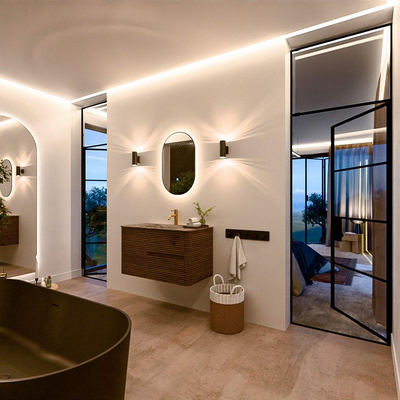 Mondiaz CIRO-DLUX Ensemble de meubles de salle de bains - 90x45x50cm - lavabo solid surface Sombra - 1 vasque au milieu - 1 trou de robinet - 2 tiroirs - Dusk