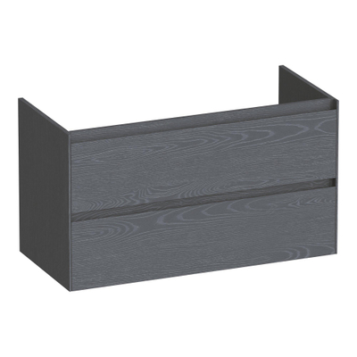 BRAUER Inspire wastafelonderkast 100 2 softclose lades - greeploos - 1 sifon uitsparing - Timber Grey