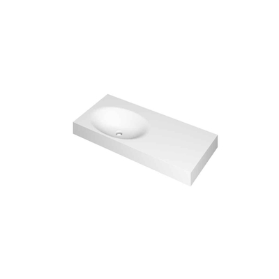 INK Smooth wastafel - 100x45x9cm - 1 wasbak links - 0 kraangaten - polystone wit mat